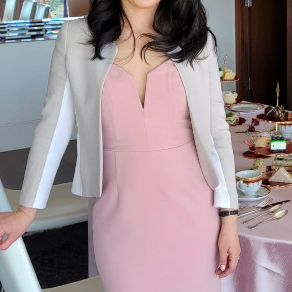 Cream Blazer and White Dress Set